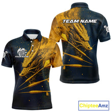 Load image into Gallery viewer, Custom Blue And Gold Dragon Dart Arrow Dart Men Polo Shirt Grunge Dart Team Jerseys NYN1624