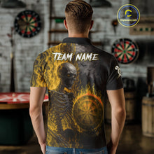 Load image into Gallery viewer, Custom Grey And Yellow Flames Dartboard Skeleton Dart Men Polo Shirt Dart Team Jerseys NYN1630