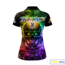 Load image into Gallery viewer, Fire Flame Skull Pool 8 Ball &amp; 9 Ball Billiard Shirt For Women Custom Billiard Team Attire|Colorful NYN2665