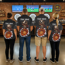 Load image into Gallery viewer, Custom Smoke Grunge Skull Torn Fire Flame Darts Polo &amp; Quarter-Zip Shirts For Women Dart Team Jerseys NYN2822