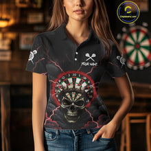 Load image into Gallery viewer, Custom Lightning Red Smokes Skull Dartboard Women Darts Polo Shirt Skull Dart Jerseys NYN1916