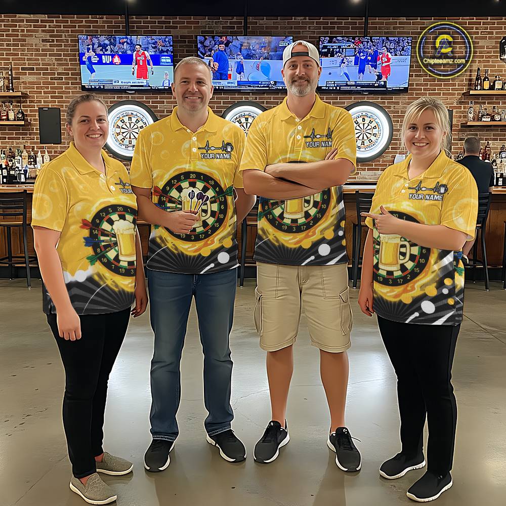 Personalized Play Darts And Cheer Beers Men Darts Quarter-Zip Shirts Funny Dart League Jerseys NYN2184