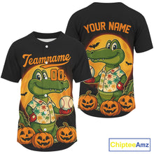 Load image into Gallery viewer, Custom Crocodile Pumpkin Halloween Baseball Jerseys For Men Funny Baseball Jerseys NYN1395