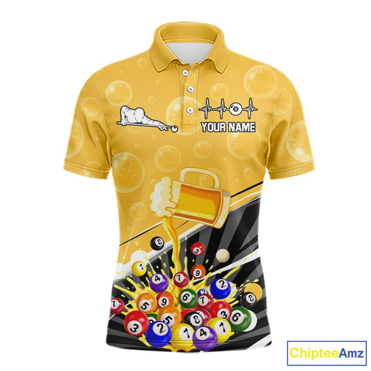 Funny Beer And Pool Balls Billiard Team Shirt For Men Custom Billiard Polo & 1/4 Zip Attire NYN2477