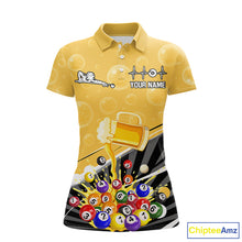 Load image into Gallery viewer, Funny Beer And Pool Balls Billiard Team Shirt For Women Custom Billiard Polo &amp; 1/4 Zip Attire NYN2477