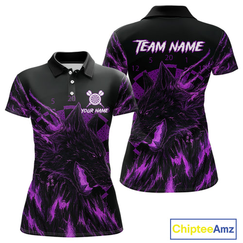 Custom Black-Purple Wolf Grunge Dart Jersey For Women Horror Grunge Dart Team Jerseys NYN1402