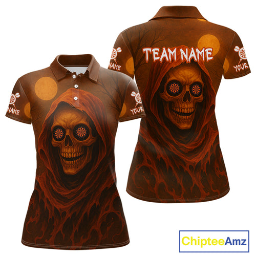 Custom Spooky Skull Dartboard Halloween Dart Jersey For Women Hallows’ Eve Dart Team Jerseys NYN1401