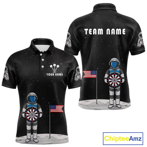 Custom Black Galaxy Astronaut Dart Polo Shirt For Men Outfit Dart Team Jerseys NYN1417