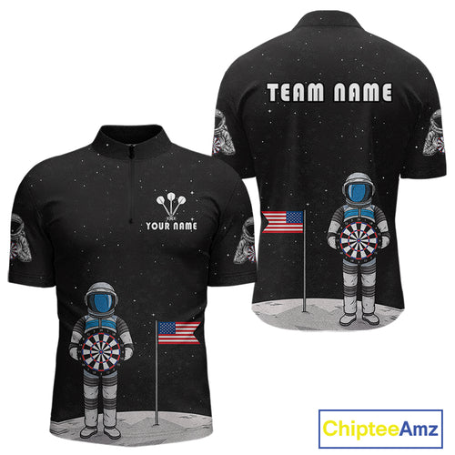 Custom Black Galaxy Astronaut Dart 1/4-Zip Shirt For Men Outfit Dart Team Jerseys NYN1417