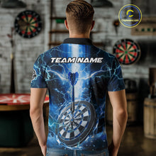 Load image into Gallery viewer, Custom Lightning Blue Skull Cracked Dartboard Dart Men Polo Jerseys Outfits Dart Shirt NYN1685