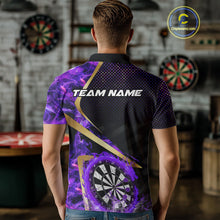 Load image into Gallery viewer, Custom Purple Flames Dragon Dartboard Halftone Dart Men Polo Jerseys Gold Dart Team Shirt NYN1691
