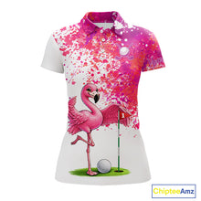 Load image into Gallery viewer, Funny Women Golf Polo Shirt Custom Winner Flamingo Pink Splatter Golf Clothing Shirts, Golf Gifts NYN2875