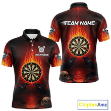 Load image into Gallery viewer, Custom Flames Dartboard Skull Dart Men Polo Jerseys Gothic Raven Dart Team Shirt NYN1706