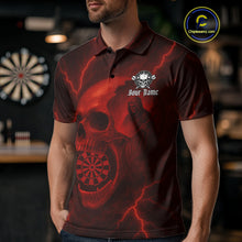 Load image into Gallery viewer, Custom Lightning Red Grim Reaper Dartboard Men Dart Polo Shirt Skull Dart Team Jersey NYN1444