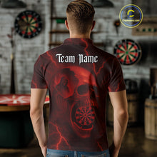 Load image into Gallery viewer, Custom Lightning Red Grim Reaper Dartboard Men Dart Polo Shirt Skull Dart Team Jersey NYN1444