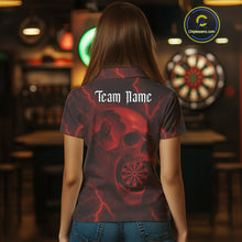 Load image into Gallery viewer, Custom Lightning Red Grim Reaper Dartboard Women Dart Polo Shirt Skull Dart Team Jersey NYN1444