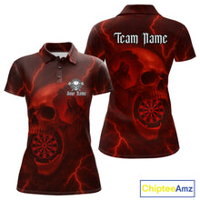 Load image into Gallery viewer, Custom Lightning Red Grim Reaper Dartboard Women Dart Polo Shirt Skull Dart Team Jersey NYN1444