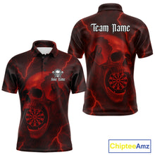 Load image into Gallery viewer, Custom Lightning Red Grim Reaper Dartboard Men Dart Polo Shirt Skull Dart Team Jersey NYN1444