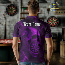 Load image into Gallery viewer, Custom Lightning Purple Grim Reaper Dartboard Men Dart Polo Shirt Skull Dart Team Jersey NYN1445