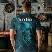 Load image into Gallery viewer, Custom Lightning Turquoise Grim Reaper Dartboard Men Dart Polo Shirt Skull Dart Team Jersey NYN1446