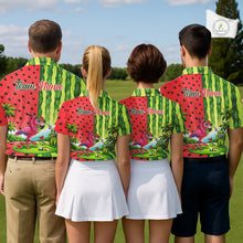 Load image into Gallery viewer, Flamingo Watermelon Polo Shirt Mens Golf Polo Shirts Custom Tropical Pattern Flamingo Golf Shirts NYN2878