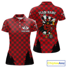 Load image into Gallery viewer, Custom Black And Red Rooster Funny Dart Polo Shirt For Women Outfits Dart Team Jersey NYN1461