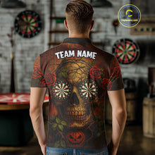 Load image into Gallery viewer, Custom Red Roses Skull Halloween Dart Polo Shirt For Men Grunge Dart Team Jersey NYN1474