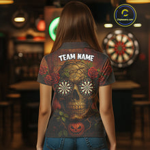 Load image into Gallery viewer, Custom Red Roses Skull Halloween Dart Polo Shirt For Women Grunge Dart Team Jersey NYN1474