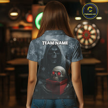 Load image into Gallery viewer, Custom Red Dripping Grim Reaper Creepy Christmas Dart Polo Shirt For Women Xmas Dart Jersey NYN1476