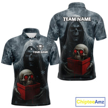 Load image into Gallery viewer, Custom Red Dripping Grim Reaper Creepy Christmas Dart Polo Shirt For Men Xmas Dart Jersey NYN1476