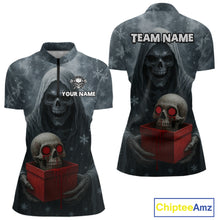 Load image into Gallery viewer, Custom Red Dripping Grim Reaper Creepy Christmas Dart 1/4-Zip Shirt For Women Xmas Dart Jersey NYN1476