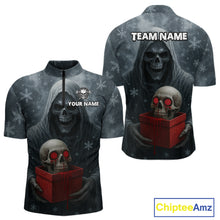 Load image into Gallery viewer, Custom Red Dripping Grim Reaper Creepy Christmas Dart 1/4-Zip Shirt For Men Xmas Dart Jersey NYN1476