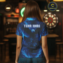 Load image into Gallery viewer, Custom Lightning Blue Tiger Eagle Horror Dart Polo Shirt For Women Dart Tournament Jersey NYN1479