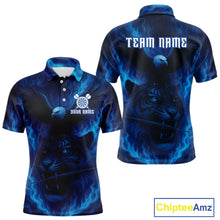 Load image into Gallery viewer, Custom Lightning Blue Tiger Eagle Horror Dart Polo Shirt For Men Dart Tournament Jersey NYN1479