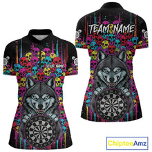 Load image into Gallery viewer, Multi-Color Skull Funny Wolf Dartboard Custom Darts Quarter-Zip Shirt For Women Dart Team Gifts NYN2000