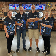 Load image into Gallery viewer, Custom Grunge Blue Torn Darts Polo &amp; Quarter-Zip For Men Blue Spatter Outfit Dart Team Jerseys NYN2903