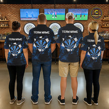 Load image into Gallery viewer, Custom Grunge Blue Torn Darts Polo &amp; Quarter-Zip For Men Blue Spatter Outfit Dart Team Jerseys NYN2903