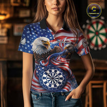 Load image into Gallery viewer, American Flag Eagle Freedom Dartboard Dart Polo Shirt Custom Patriotic Women Dart Team Jerseys NYN2541