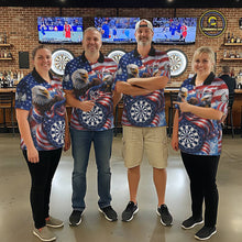 Load image into Gallery viewer, American Flag Eagle Freedom Dartboard Dart Polo Shirt Custom Patriotic Women Dart Team Jerseys NYN2541