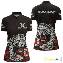 Load image into Gallery viewer, Custom Black And Red Panther Horror Dartboard Dart 1/4-Zip Shirt For Women Dart Team Jersey NYN1499
