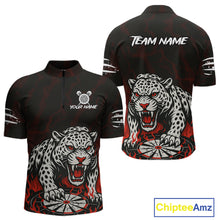 Load image into Gallery viewer, Custom Black And Red Panther Horror Dartboard Dart 1/4-Zip Shirt For Men Dart Team Jersey NYN1499
