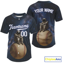Load image into Gallery viewer, Custom Blue Galaxy Astronaut Baseball Shirt For Men Outfits Funny Baseball Jerseys NYN1504