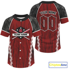 Load image into Gallery viewer, Custom Black Camoflage And Red Grunge Baseball Shirt For Men Baseball Uniform Jerseys NYN1509