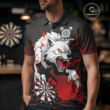 Load image into Gallery viewer, Custom Black &amp; Red Horror Wolf 3D Dartboard Dart Men Polo Jerseys Dart Team Shirts NYN1754