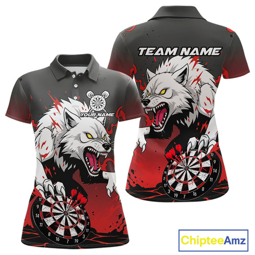 Custom Black & Red Horror Wolf 3D Dartboard Dart vPolo Jerseys Dart Team Shirts NYN1754