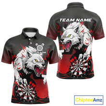 Load image into Gallery viewer, Custom Black &amp; Red Horror Wolf 3D Dartboard Dart Men Polo Jerseys Dart Team Shirts NYN1754