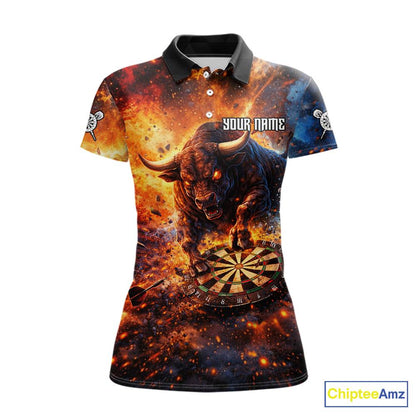 Colorful Splatter Funny Bull Cracked Dartboard Women Dart Polo Shirts Custom Dart Team Jerseys NYN2730