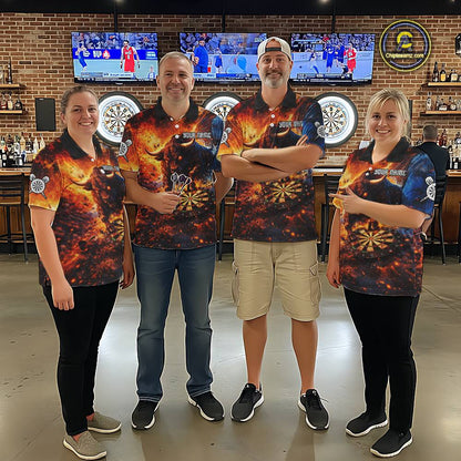 Colorful Splatter Funny Bull Cracked Dartboard Women Dart Polo Shirts Custom Dart Team Jerseys NYN2730