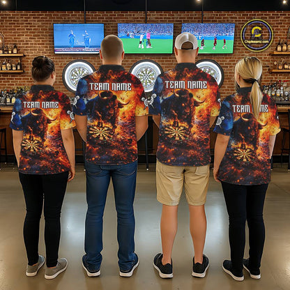 Colorful Splatter Funny Bull Cracked Dartboard Women Dart Polo Shirts Custom Dart Team Jerseys NYN2730