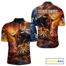 Load image into Gallery viewer, Colorful Splatter Funny Bull Cracked Dartboard Men Dart Quarter-Zip Shirts Custom Dart Team Jerseys NYN2730